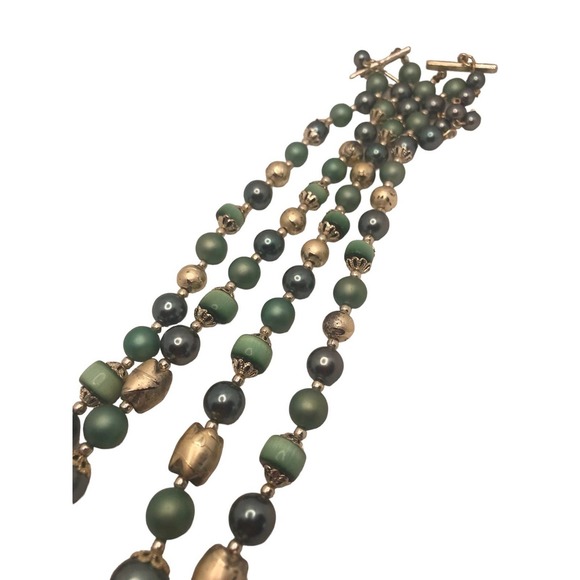 Vintage Green Double Strand Moonstone Japan Necklace - Picture 3 of 5